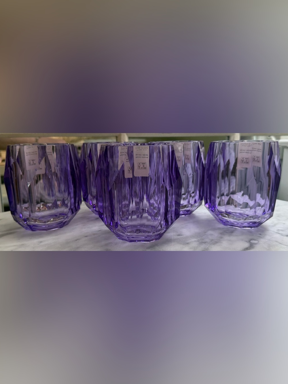 New RACHEL ZOE Purple Acrylic Faceted Tumbler Drink Glass